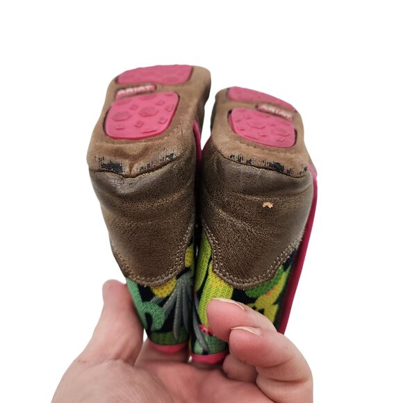Ariat Kids Roswell Western Booties With Cactus Print & Pink Accents - Picture 5 of 6